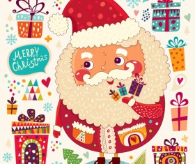 Vintage Cute Santa background vector 03