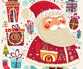 Vintage Cute Santa background vector 04