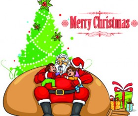Santa with children vector illustration