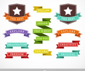 Vintage ribbon with labels vector 01