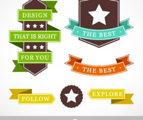 Vintage ribbon with labels vector 02