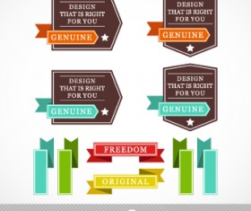 Vintage ribbon with labels vector 03