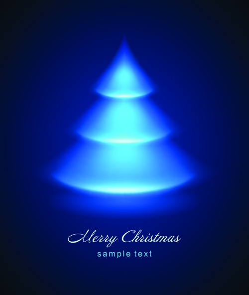 Blue Light Christmas Trees design vector 03