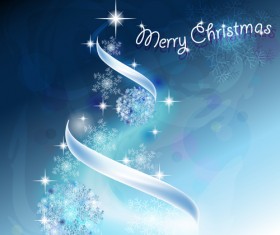 Blue Light Christmas Trees design vector 04