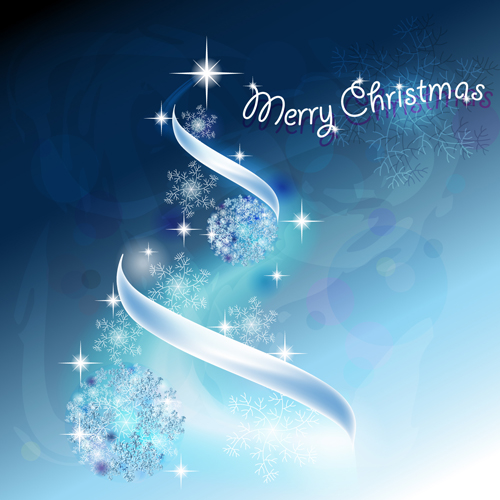 Blue Light Christmas Trees design vector 04