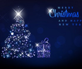 Blue Light Christmas Trees design vector 05