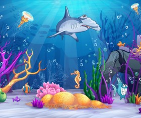 Cartoon Underwater World vectors 03
