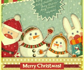 Vintage Xmas Cute Cards vector