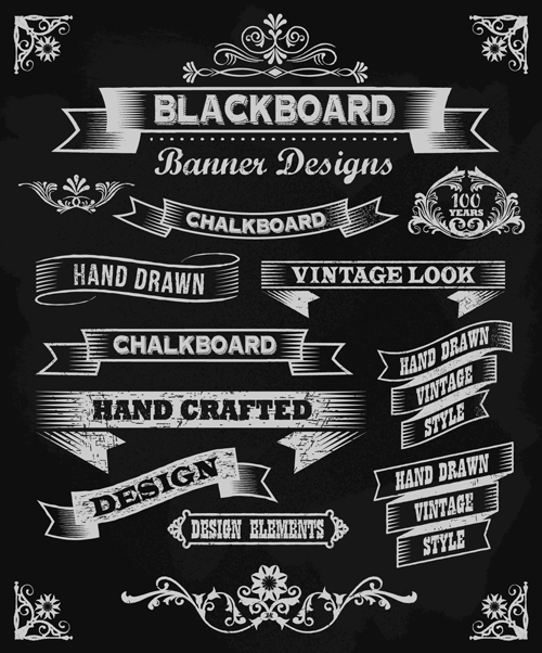 Vintage black and white labels with ornaments vector 01