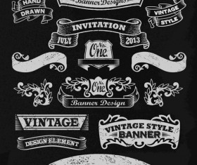 Vintage black and white labels with ornaments vector 03