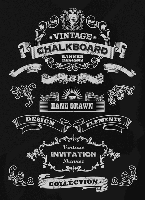 Vintage black and white labels with ornaments vector 04