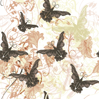Vintage butterflies seamless pattern