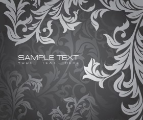 Vintage gray floral background vector