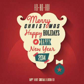 Vintage style 2014 christmas background vector 01
