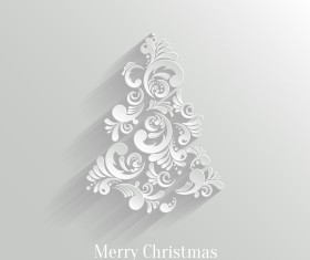 Paper Floral White Christmas Backgrounds Vector 03