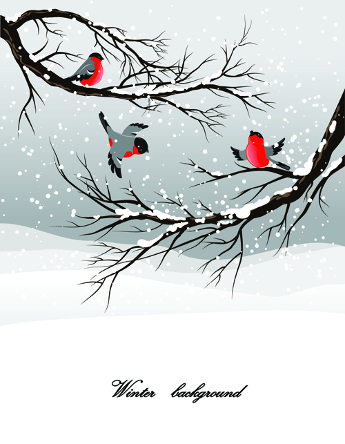 Beautiful winter natural vector backgrounds 06
