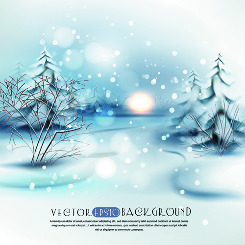 Winter landscape vector background 01