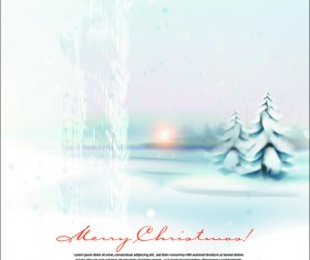 Winter landscape vector background 02