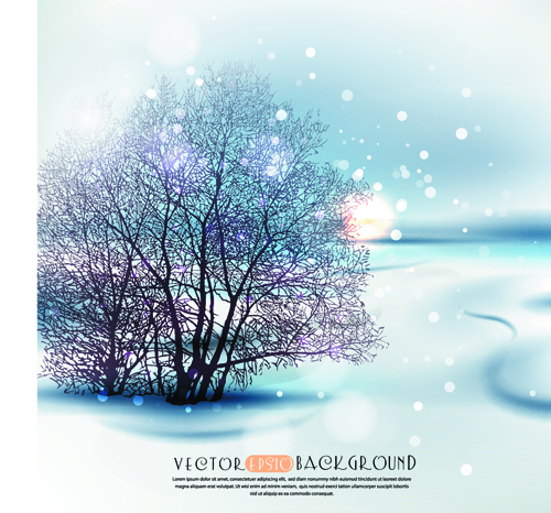 Winter landscape vector background 03
