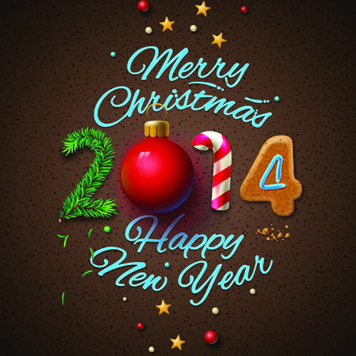 Christmas with 2014 New Year Creative background set 01