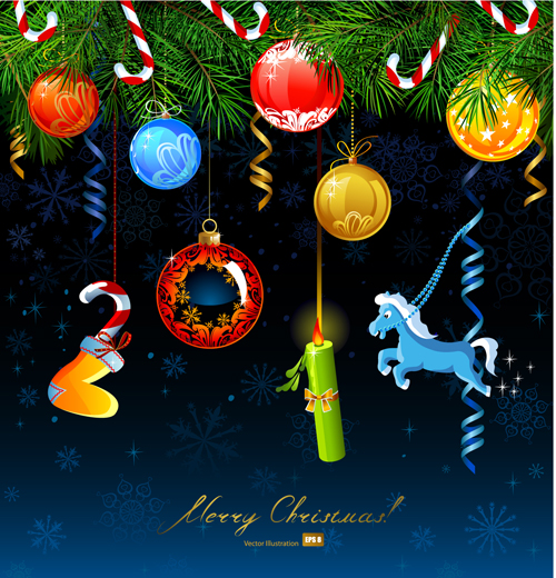 Christmas with 2014 New Year Creative background set 02