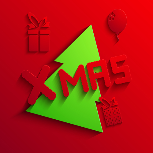 2014 Xmas red background vector set 10
