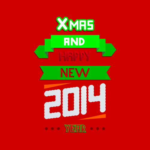 2014 Xmas red background vector set 09