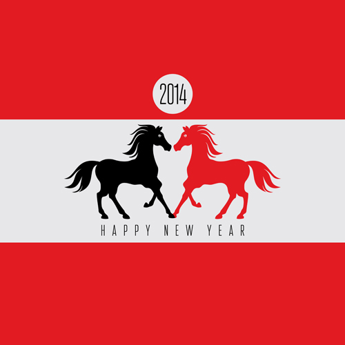 2014 Horse Year creative vector background 01