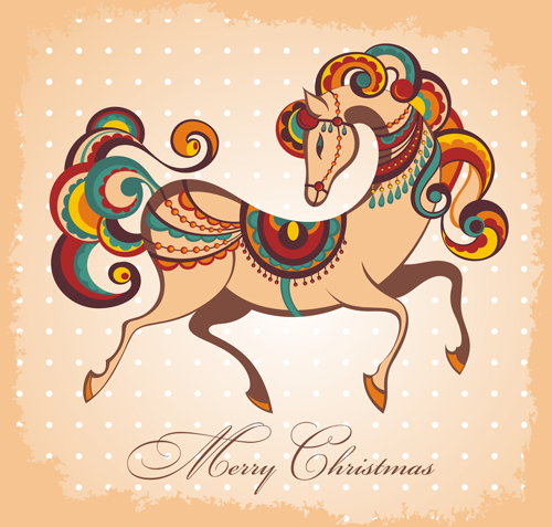 2014 Horse Year creative vector background 02