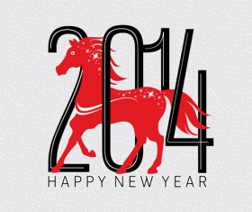 2014 Horse Year creative vector background 03