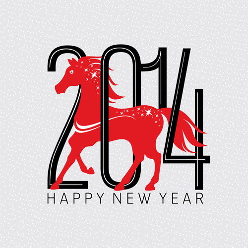 2014 Horse Year creative vector background 03