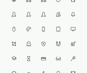 Small fine line icons psd material