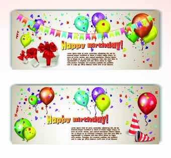 Colorful balloons holiday banner vector 01