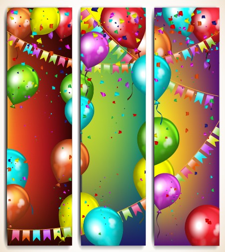 Colorful balloons holiday banner vector 03