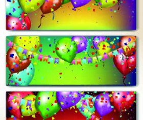 Colorful balloons holiday banner vector 04
