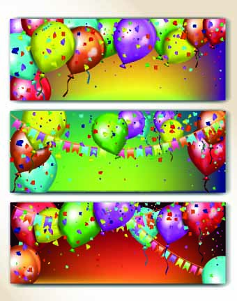 Colorful balloons holiday banner vector 04