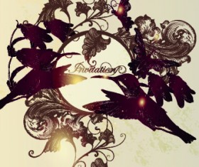 Vintage birds and butterflies design vector 01