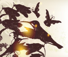Vintage birds and butterflies design vector 04