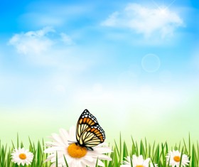 Blue sky with nature vector background vector 02 free download