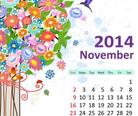 2014 Floral Calendar November vector