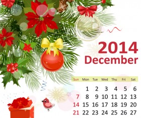 2014 Floral Calendar December vector