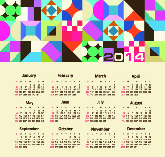 Vector set of 2014 calendar design 02