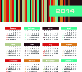 Vector set of 2014 calendar design 03
