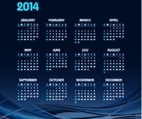Vector set of 2014 calendar design 05