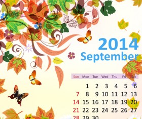 2014 Floral Calendar September vector
