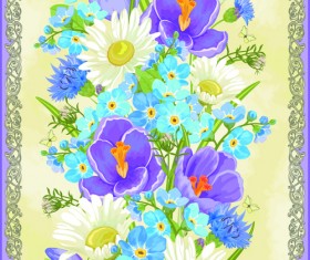 Vintage flower and frames vector 01