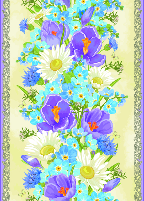 Vintage flower and frames vector 01