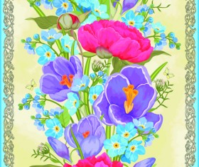 Vintage flower and frames vector 02