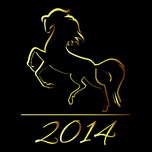 Horses 2014 design elements vector 01