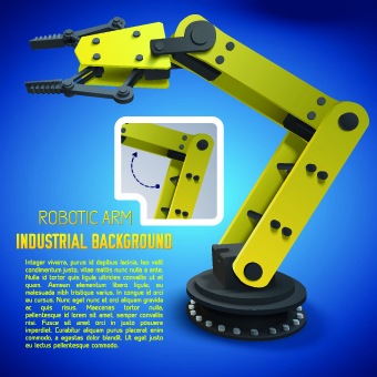 Vector robotic arm industrial background set 03